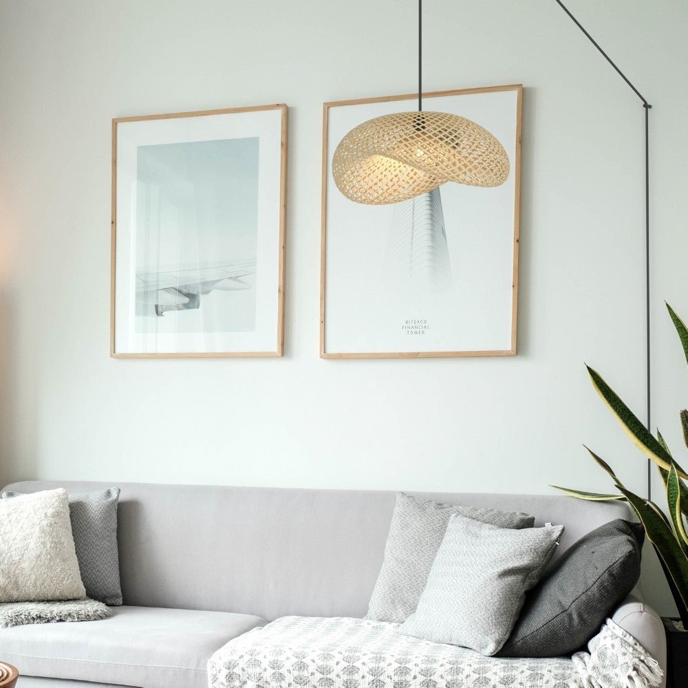 Lampara colgante de mimbre "Vimet Lite" con interruptor y enchufe - Barcelona Led-Decoración