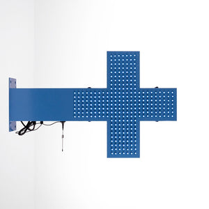 Cruz de veterinaria LED monocolor azul - 50x50cm - Doble cara - Exterior - Barcelona Led-Signage