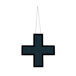 Cruz de veterinaria LED monocolor azul - 60x60cm - Una cara - IP20