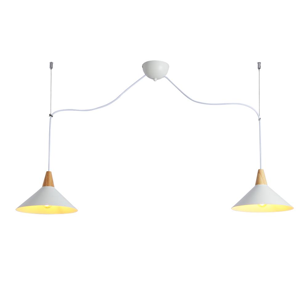Lampara colgante doble metal y madera "Selroom" - 2xE27 (1)