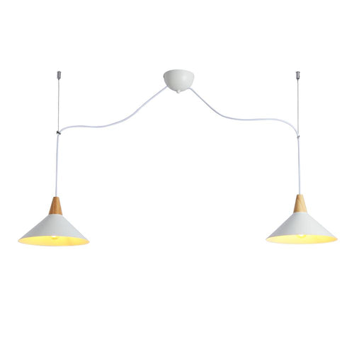 Double pendant lamp metal and wood