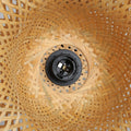 Wood and wicker floor lamp