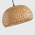 Wood and wicker floor lamp