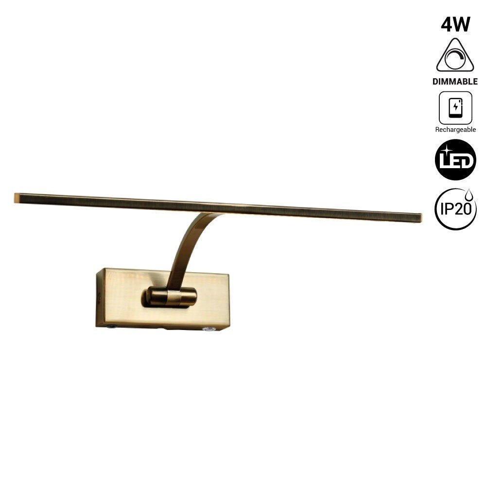 Aplique para cuadros LED con bateria recargable - Dimmable - 4W - 34cm - Barcelona Led-Decoración