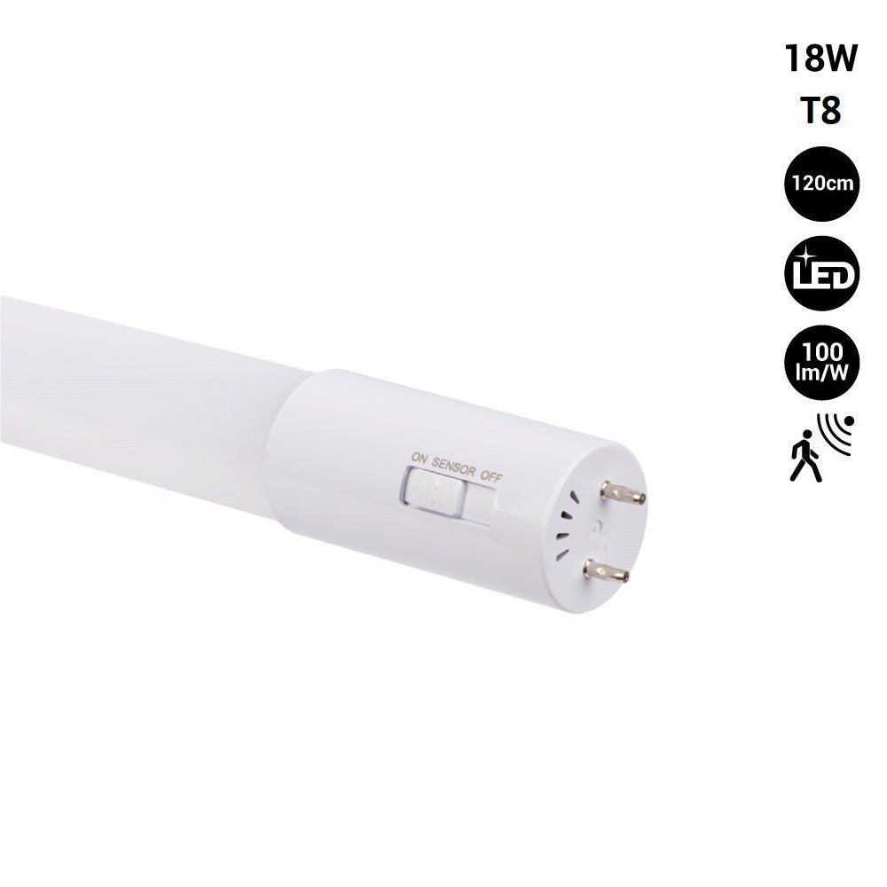 Tubo LED 120cm T8 con sensor de movimiento microondas - 18W - 100lm/w - 6000K