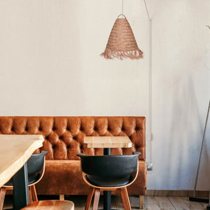 Lámpara colgante de fibras naturales "Nam" con interruptor y enchufe - Barcelona Led-Decoración