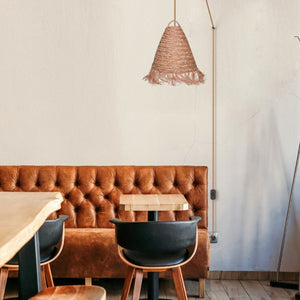 Lámpara colgante de fibras naturales "Nam" con interruptor y enchufe - Barcelona Led-Decoración
