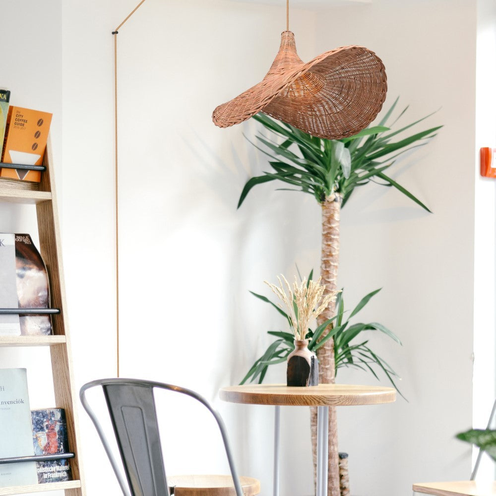 Lámpara colgante de mimbre "Tien" con interruptor y enchufe (1)