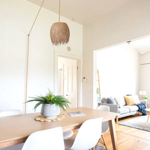 Lámpara colgante de ratán "Java" con interruptor y enchufe - Barcelona Led-Decoración