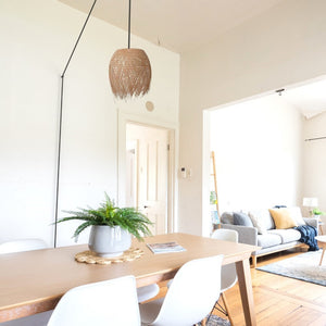 Lámpara colgante de ratán "Java" con interruptor y enchufe (24)