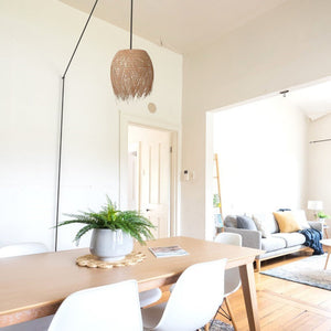 Lámpara colgante de ratán "Java" con interruptor y enchufe - Barcelona Led-Decoración