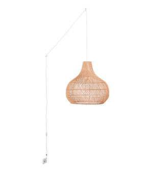 Lámpara colgante de mimbre "Samoa" con interruptor y enchufe - Barcelona Led-Decoración