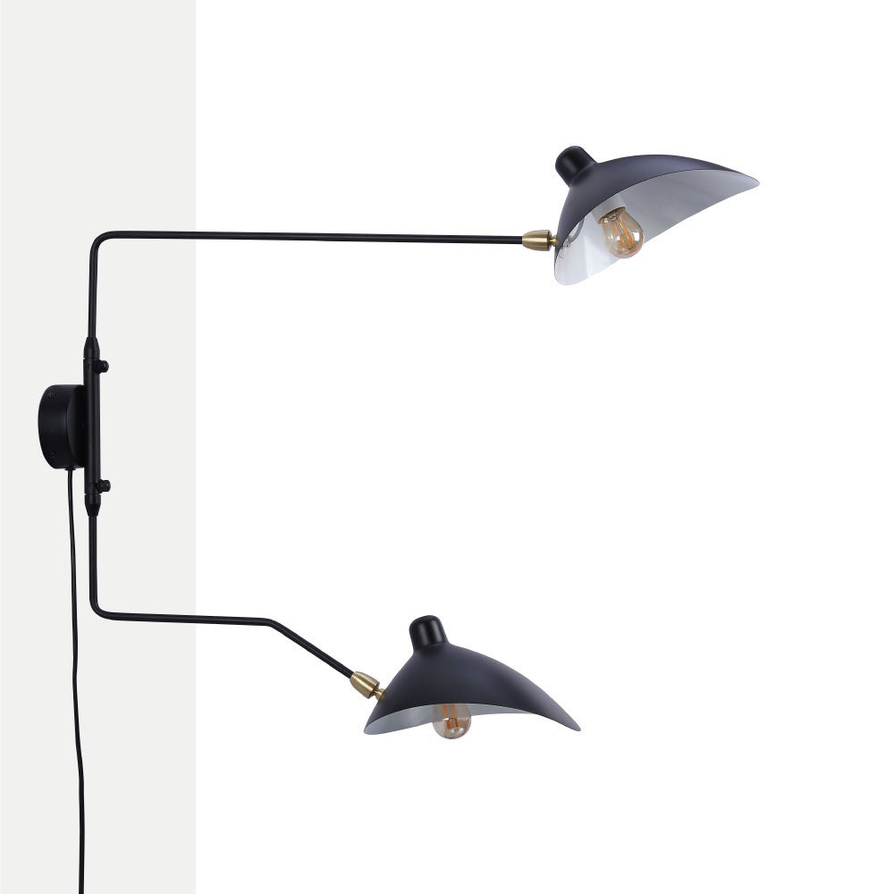Aplique de pared de diseño "Louise" con interruptor y enchufe - 2xE27 (1)
