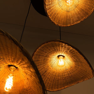 Lámpara colgante mimbre triple "Bellas 3" - 3xE27 - Barcelona Led-Decoración