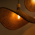 Triple wicker pendant lamp
