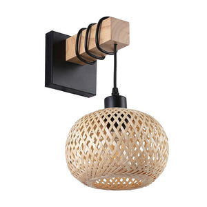 Aplique de pared madera y mimbre "Shelley" - E27 - Barcelona Led-Decoración