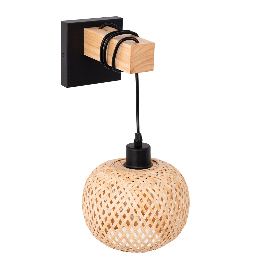 Aplique de pared madera y mimbre "Shelley" - E27 (1)