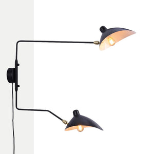 Aplique de pared de diseño "Louise" con interruptor y enchufe - 2xE27 (7)
