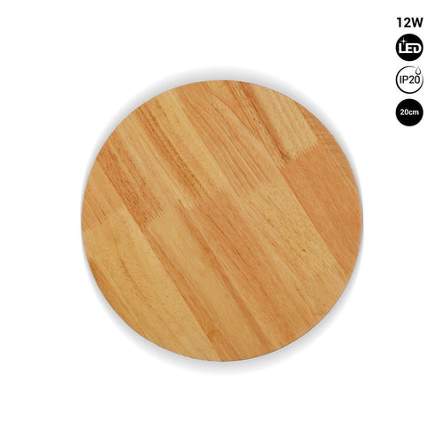 Circular wooden wall light