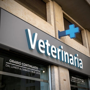 Cruz de veterinaria LED monocolor azul - 50x50cm - Doble cara - Exterior - Barcelona Led-Signage