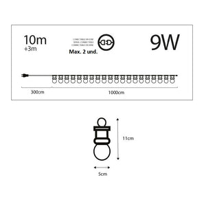 Guirnalda Led 10m+3m con 20 bombillas en Blanco cálido 9W (15)