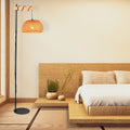 Wood and wicker floor lamp