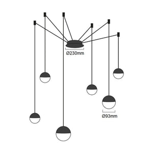 Lámpara colgante LED de diseño "ÓRBITA" - 6 x 9W (54W) - Barcelona Led-Decoración