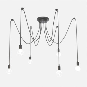 Lámpara araña colgante negra "Lumière" para 6 bombillas E27 – Estilo vintage