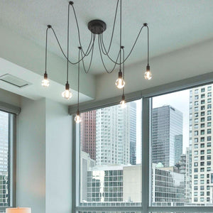 Lámpara araña colgante negra "Lumière" para 6 bombillas E27 – Estilo vintage (7)