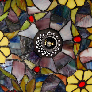Lámpara colgante inspiración "Tiffany" con mosaico floral en cristal (6)