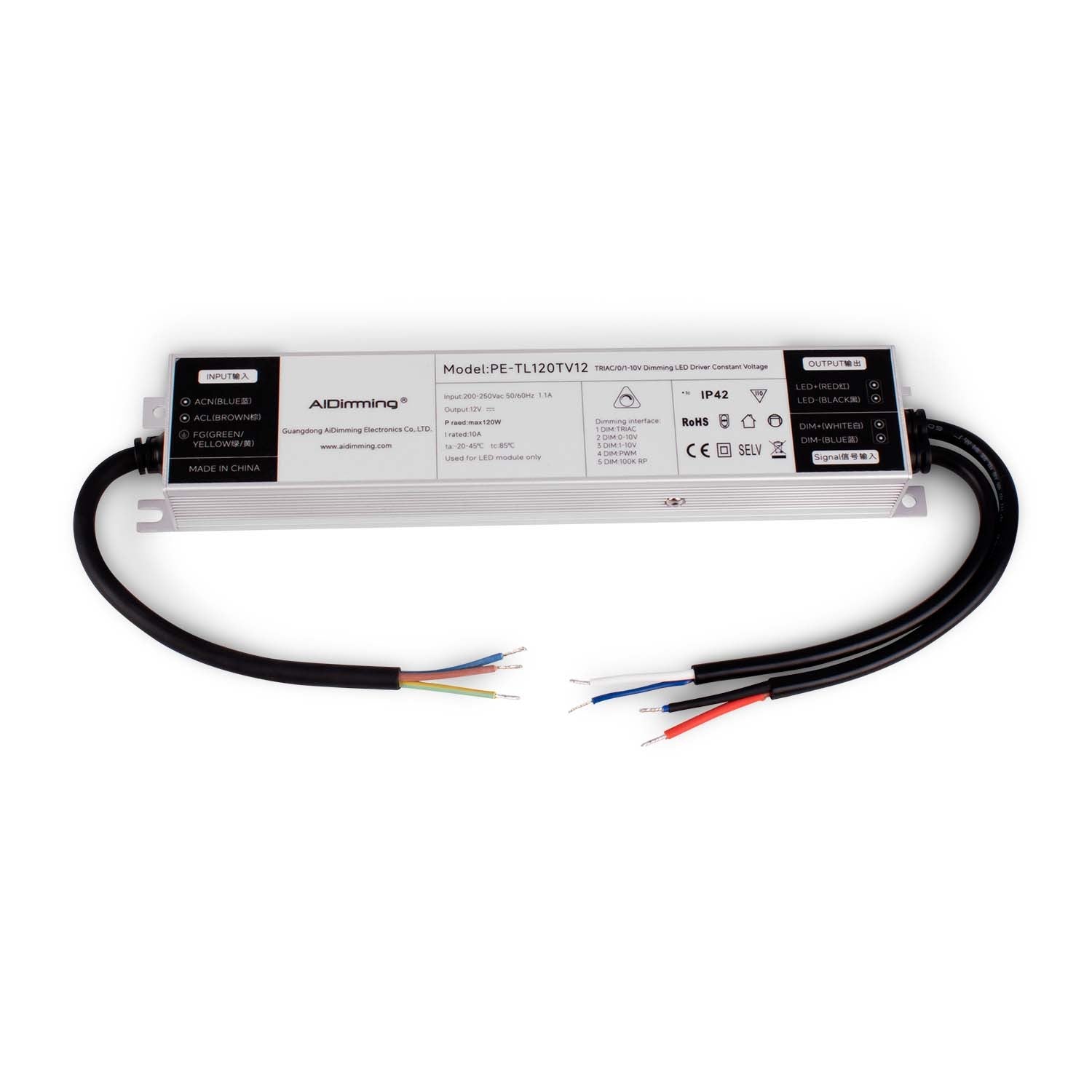 Fuente de alimentación dimmable TRIAC/0-10V 200-250V - Salida 12V - 10A - 120W