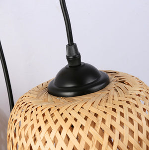 Aplique de pared en madera, pantalla de mimbre y cable con interruptor y enchufe "Alan" (6)