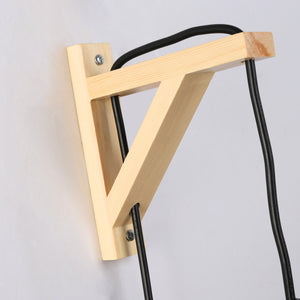 Aplique de pared en madera, pantalla de mimbre y cable con interruptor y enchufe "Alan" (7)