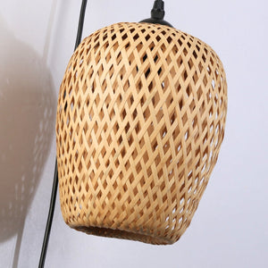 Aplique de pared en madera, pantalla de mimbre y cable con interruptor y enchufe "Alan" (8)