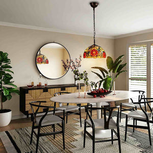 Lámpara colgante inspiración "Tiffany" con mosaico floral en cristal (9)