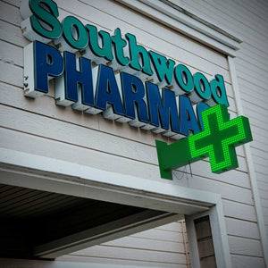 Cruz de farmacia LED monocolor verde - 50x50cm - Doble cara - Exterior - Barcelona Led-Signage