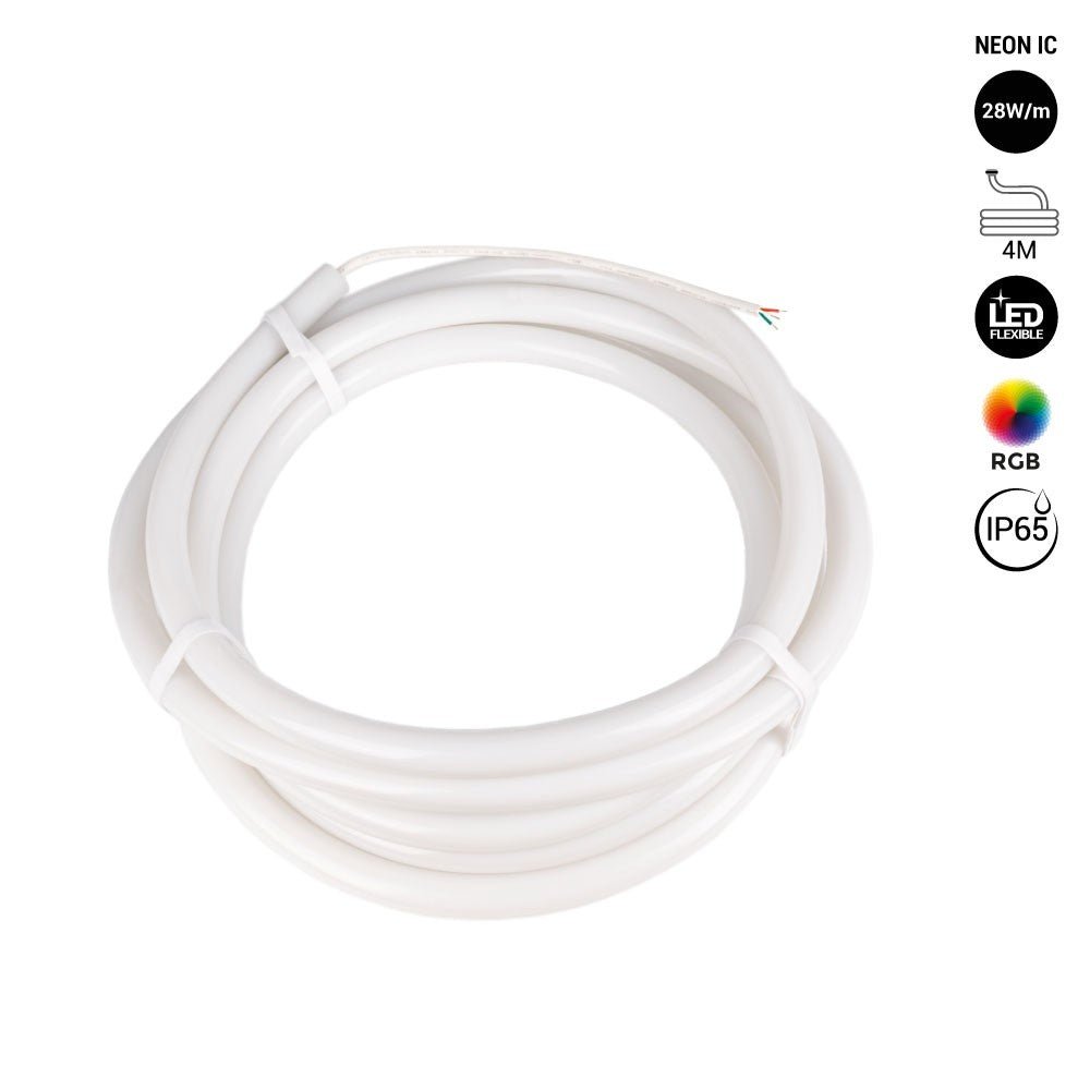 Neón LED flexible RGB inteligente IC - 360º circular - Ø22mm - 4 metros - 12V DC - 28W/m - IP65 - Barcelona Led-