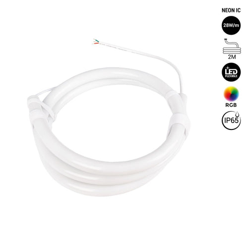 Neon LED flexível RGB inteligente IC - 360º circular - Ø22mm - 2 metros - 12V DC - 28W/m - IP65