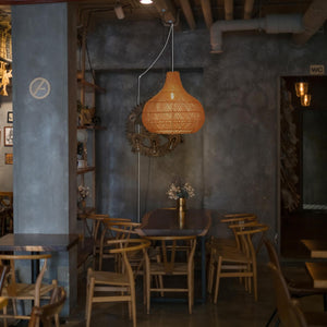 Lámpara colgante de mimbre "Samoa" con interruptor y enchufe (23)