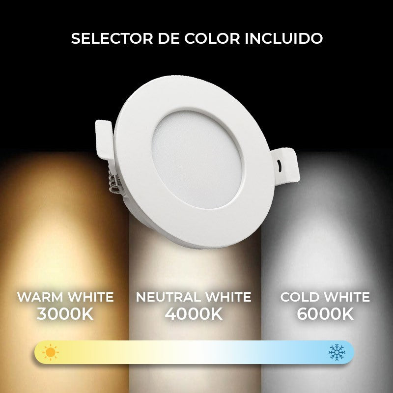 Downlight LED estanco empotrable CCT - 7W - IP44 - Corte Ø 68-75mm (1)
