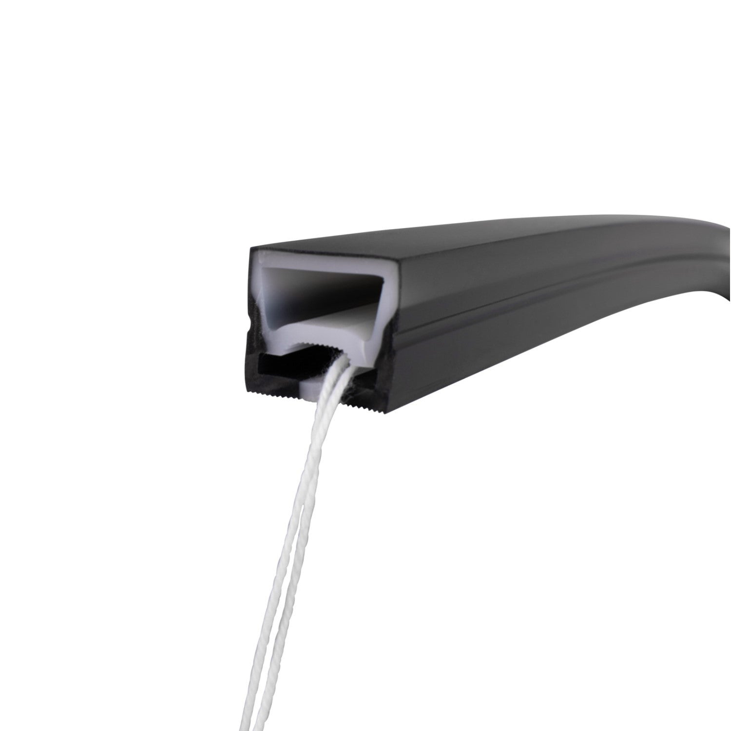 Funda de silicona flexible negra para convertir tira LED a neón - 16x16mm - 5 metros - Curvatura vertical