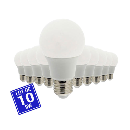 Pack x 10 - Bombilla LED E27 A60 - 9W