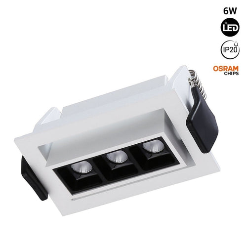 Spot LED encastrable linéaire 6W - Orientable - UGR18 - IRC90 - Puce OSRAM - 2800K