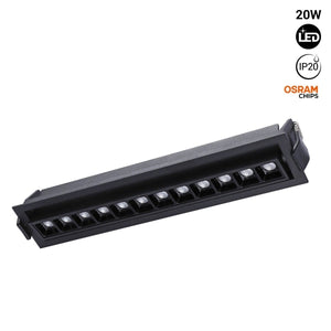 Foco lineal LED empotrable 20W - Orientable - UGR18 - CRI90 - Chip OSRAM - 2800K - Barcelona Led-