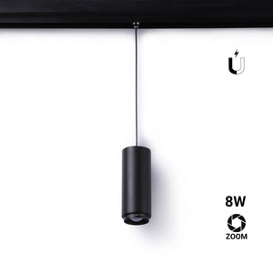 Foco LED de suspensión para carril magnético con ZOOM 15°-60° - 48V - 8W - UGR16 - CRI95 - Barcelona Led-