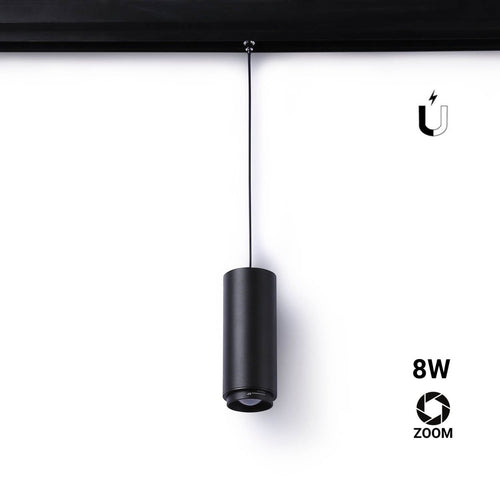 Zawieszany reflektor LED do szyny magnetycznej z ZOOM 15°-60° - 48V - 8W - UGR16 - CRI95