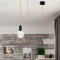 Braided electric cable in gold rose silk effect fabric 2