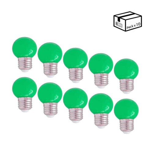 Pack of 10 LED bulbs E27 1W one color