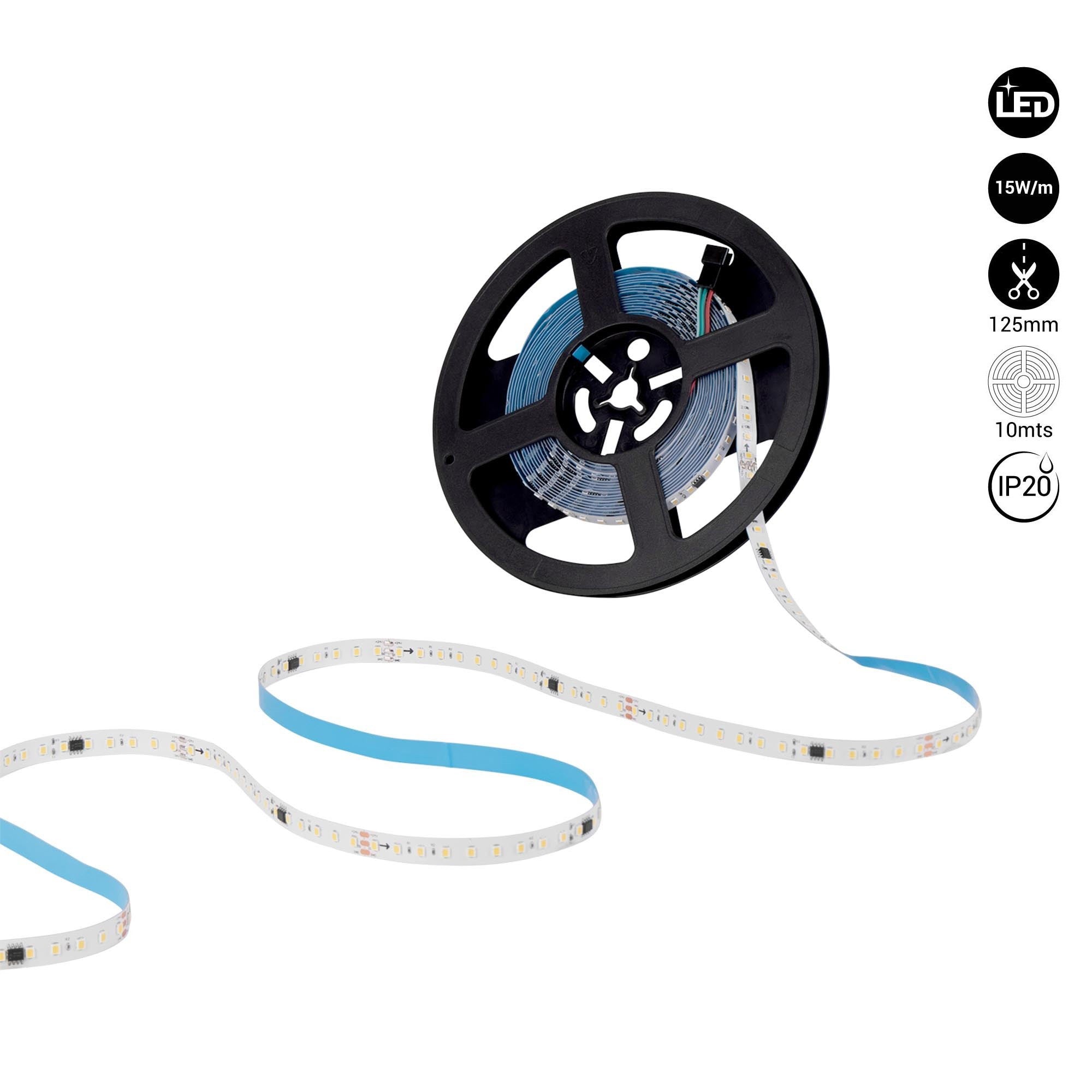 Tira LED monocolor inteligente IC 24V DC - 15W/m - IP20 - 120LED/m - Ancho 10mm - 10 metros