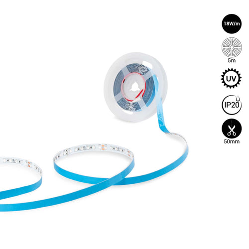 Ruban LED 24V DC - 18W/m - Ultraviolet - 10mm - IP20 - 5 mètres - SMD2835 120LED/m